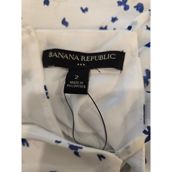 Banana Republic Tiered Ruffle Floral Print Sundress White/Blue Size 2 - Picture 6 of 6